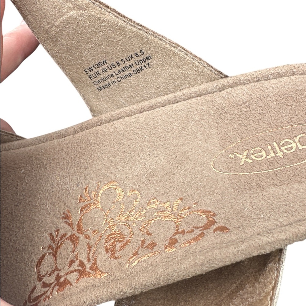 AETREX Chantel Wedge Sandal Double Strap Snake Leather Orthotic Comfort Size 8.5 - Picture 9 of 9